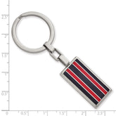 Stainless Steel Polished Black and Red Fiber Glass Key Ring